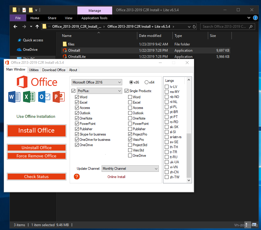 Microsoft Office - Cài Đặt và kích hoạt Office 2013/2016/2019 C2R + Lite   Phiên bản mới nhứt. | VN-Zoom | Cộng đồng Chia Sẻ Kiến Thức Công  Nghệ và Phần Mềm Máy Tính