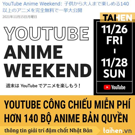 Youtube đang công chiếu miễn phí hơn 140 BỘ ANIME bản quyền,có cả bản