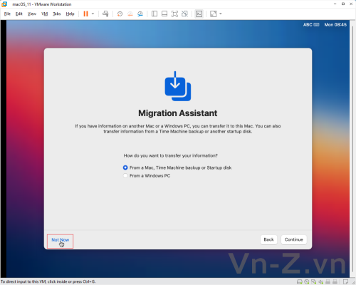 macOS on VMware 73e