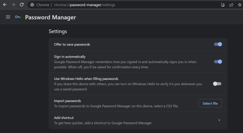 Chrome password manager