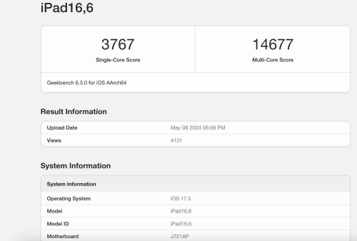 Geekbench Apple iPad Pro 2024